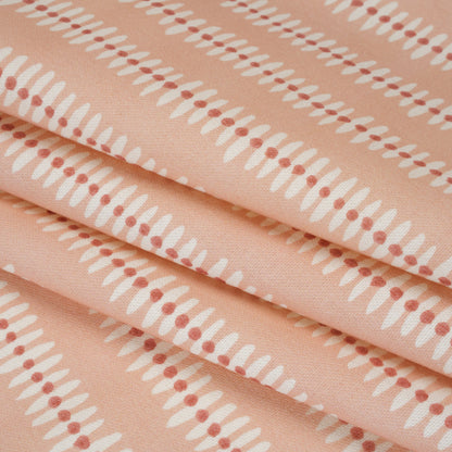 Cotton and Linen Canvas Print - Raspberry Dash and Dot Stripes - British Imported