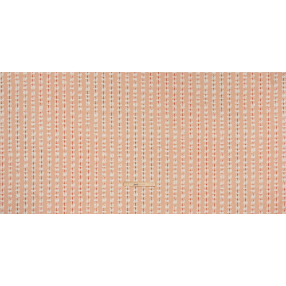 Cotton and Linen Canvas Print - Raspberry Dash and Dot Stripes - British Imported - Full