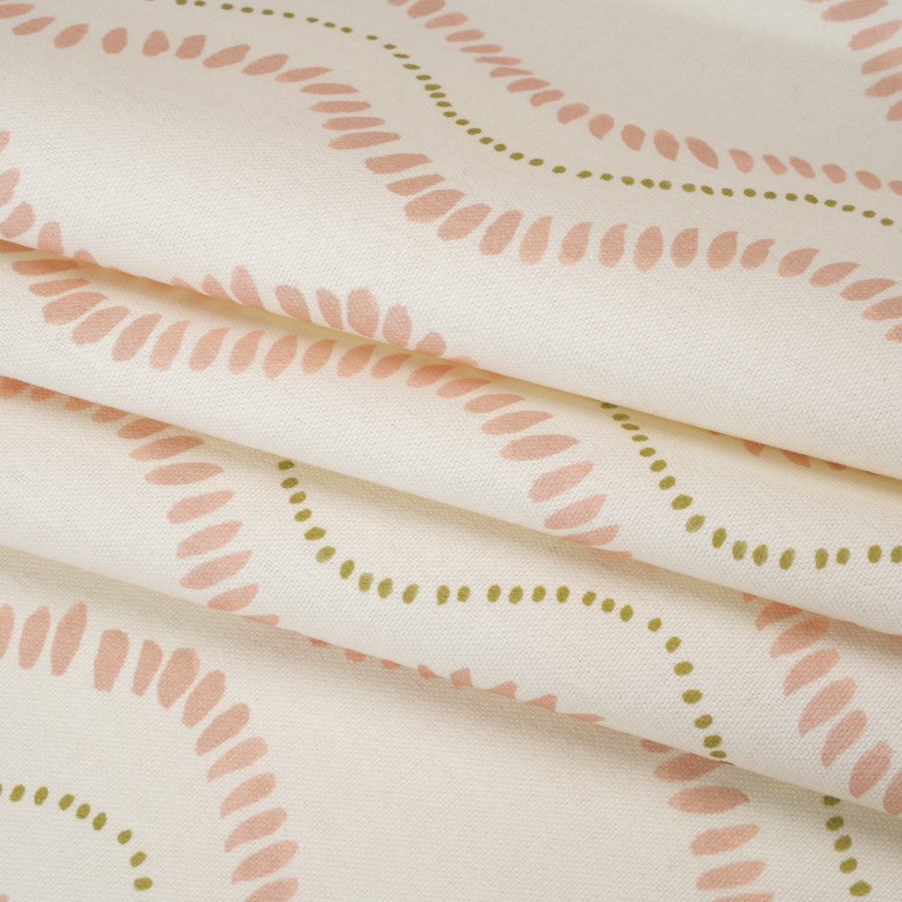 Cotton and Linen Canvas Print - Blossom Waves of Petal and Dots - British Imported - Folded