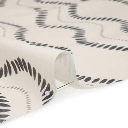 Cotton and Linen Canvas Print - Charcoal Waves of Petal and Dots - British Imported
