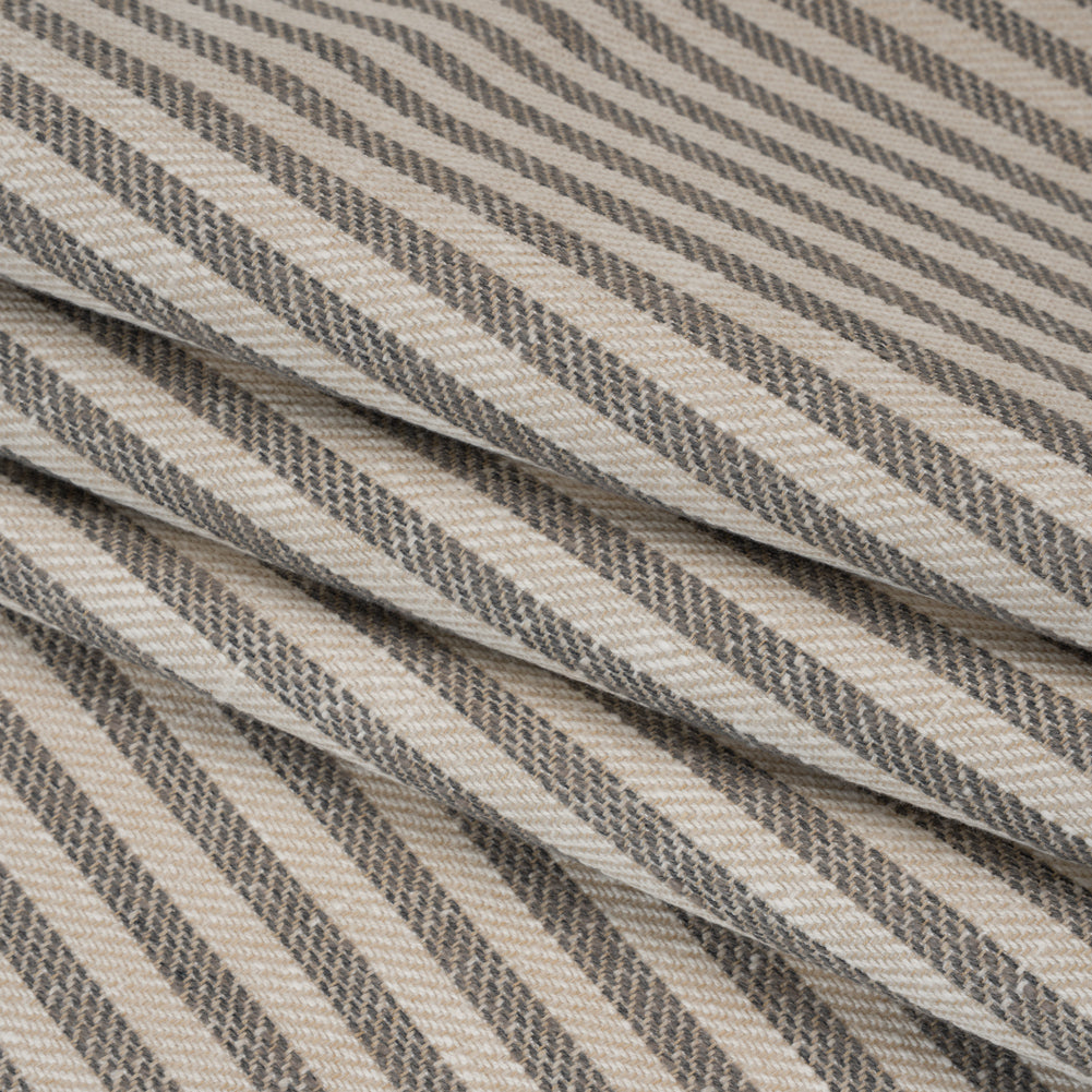 Polyester and Cotton Herringbone Twill - Charcoal Stripes - British Imported Folded