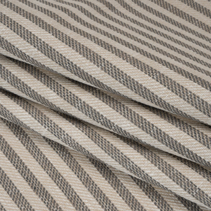 Polyester and Cotton Herringbone Twill - Charcoal Stripes - British Imported Folded