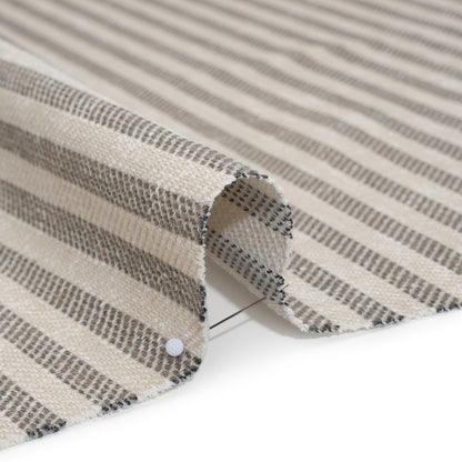 Polyester and Cotton Herringbone Twill - Charcoal Stripes - British Imported Detail