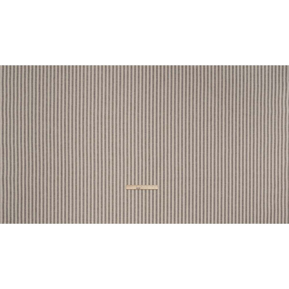 Polyester and Cotton Herringbone Twill - Charcoal Stripes - British Imported Full