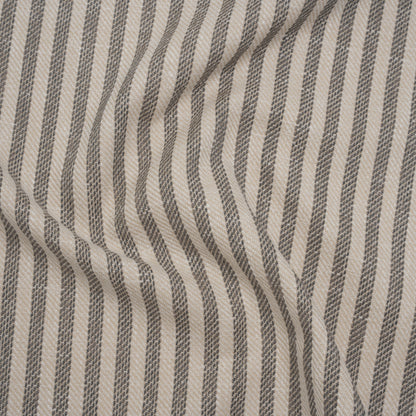 Polyester and Cotton Herringbone Twill - Charcoal Stripes - British Imported