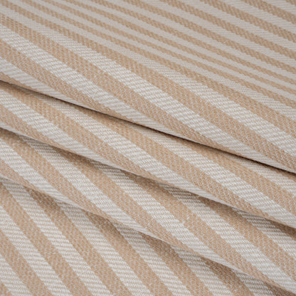 Polyester and Cotton Herringbone Twill - Dusky Pink Stripes - British Imported Folded