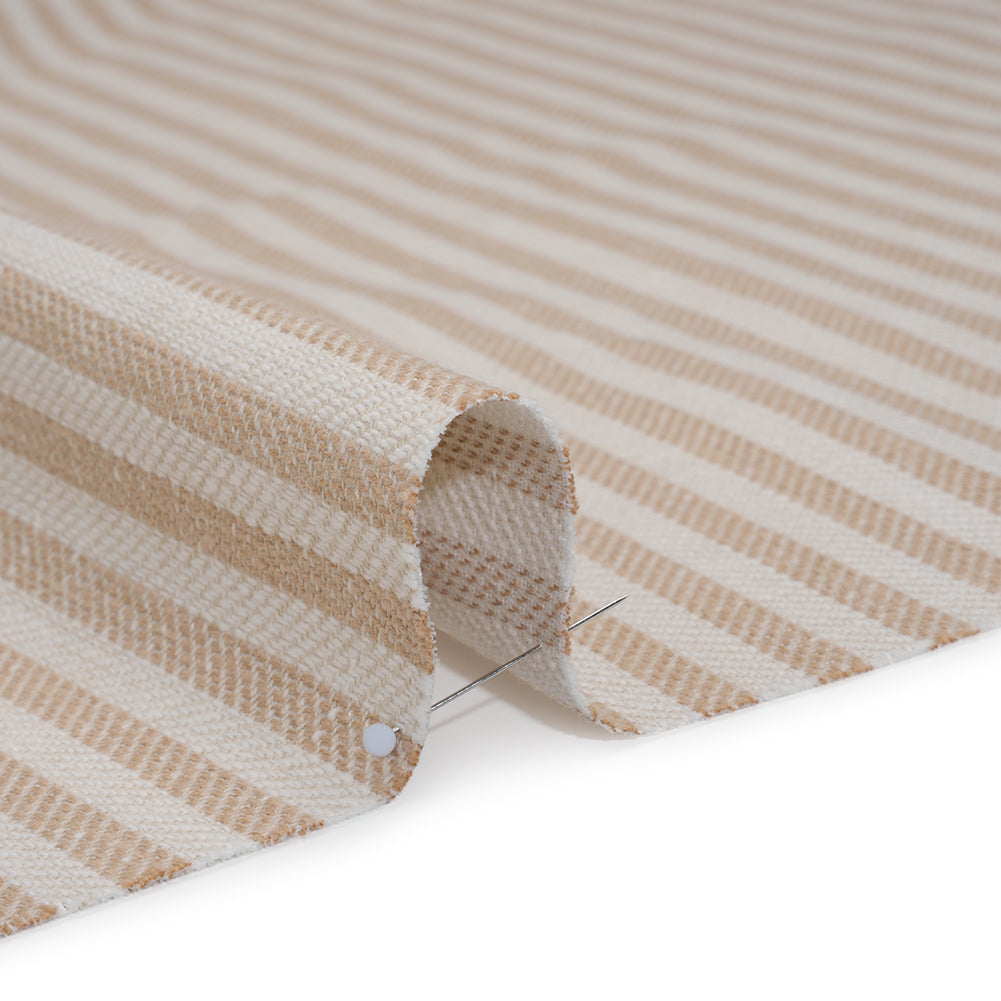 Polyester and Cotton Herringbone Twill - Dusky Pink Stripes - British Imported Detail