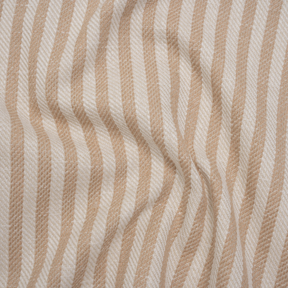 Polyester and Cotton Herringbone Twill - Dusky Pink Stripes - British Imported