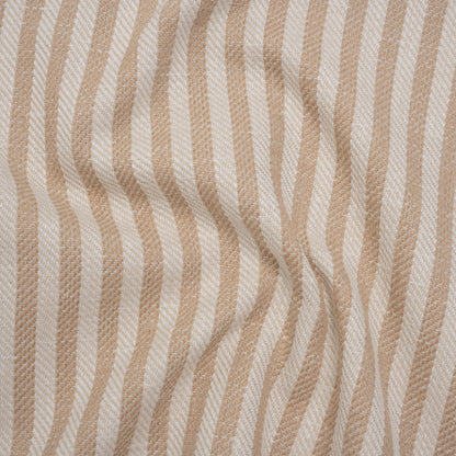 Polyester and Cotton Herringbone Twill - Dusky Pink Stripes - British Imported