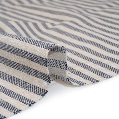 Polyester and Cotton Herringbone Twill - Indigo Stripes - British Imported Detail