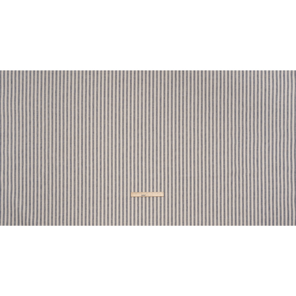 Polyester and Cotton Herringbone Twill - Indigo Stripes - British Imported Full