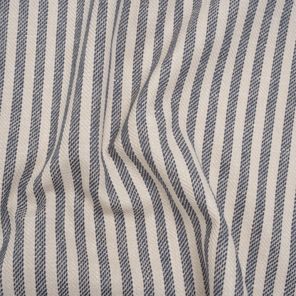 Polyester and Cotton Herringbone Twill - Indigo Stripes - British Imported