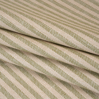Polyester and Cotton Herringbone Twill - Olive Stripes - British Imported Folded