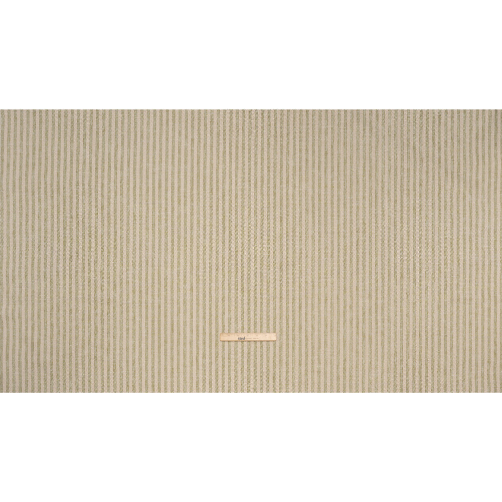 Polyester and Cotton Herringbone Twill - Olive Stripes - British Imported Full