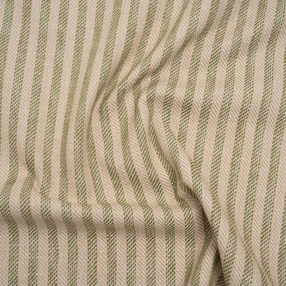 Polyester and Cotton Herringbone Twill - Olive Stripes - British Imported
