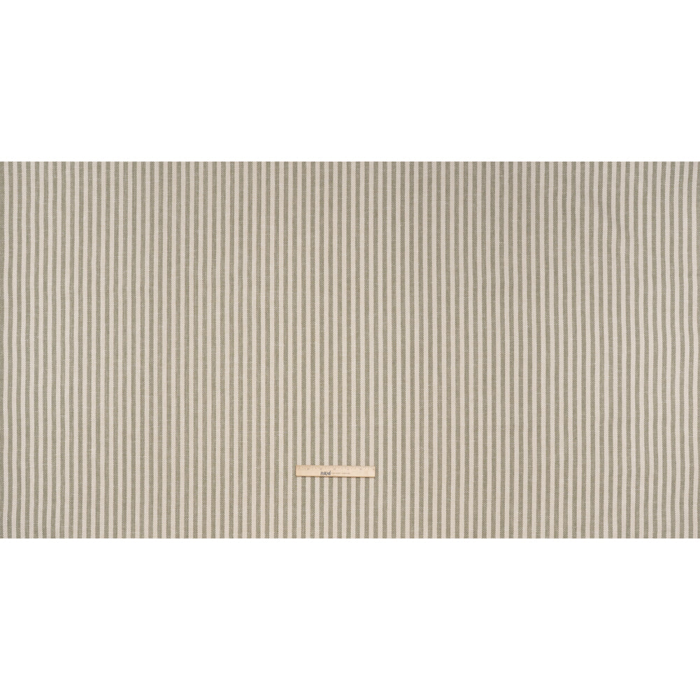 Polyester and Cotton Herringbone Twill - Sage Stripes - British Imported Full