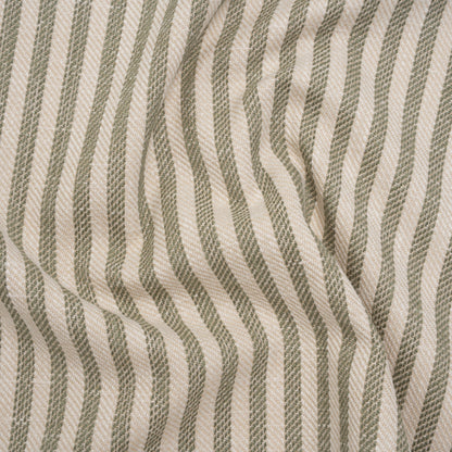Polyester and Cotton Herringbone Twill - Sage Stripes - British Imported