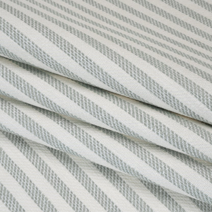 Polyester and Cotton Herringbone Twill - Seafoam Stripes - British Imported Folded