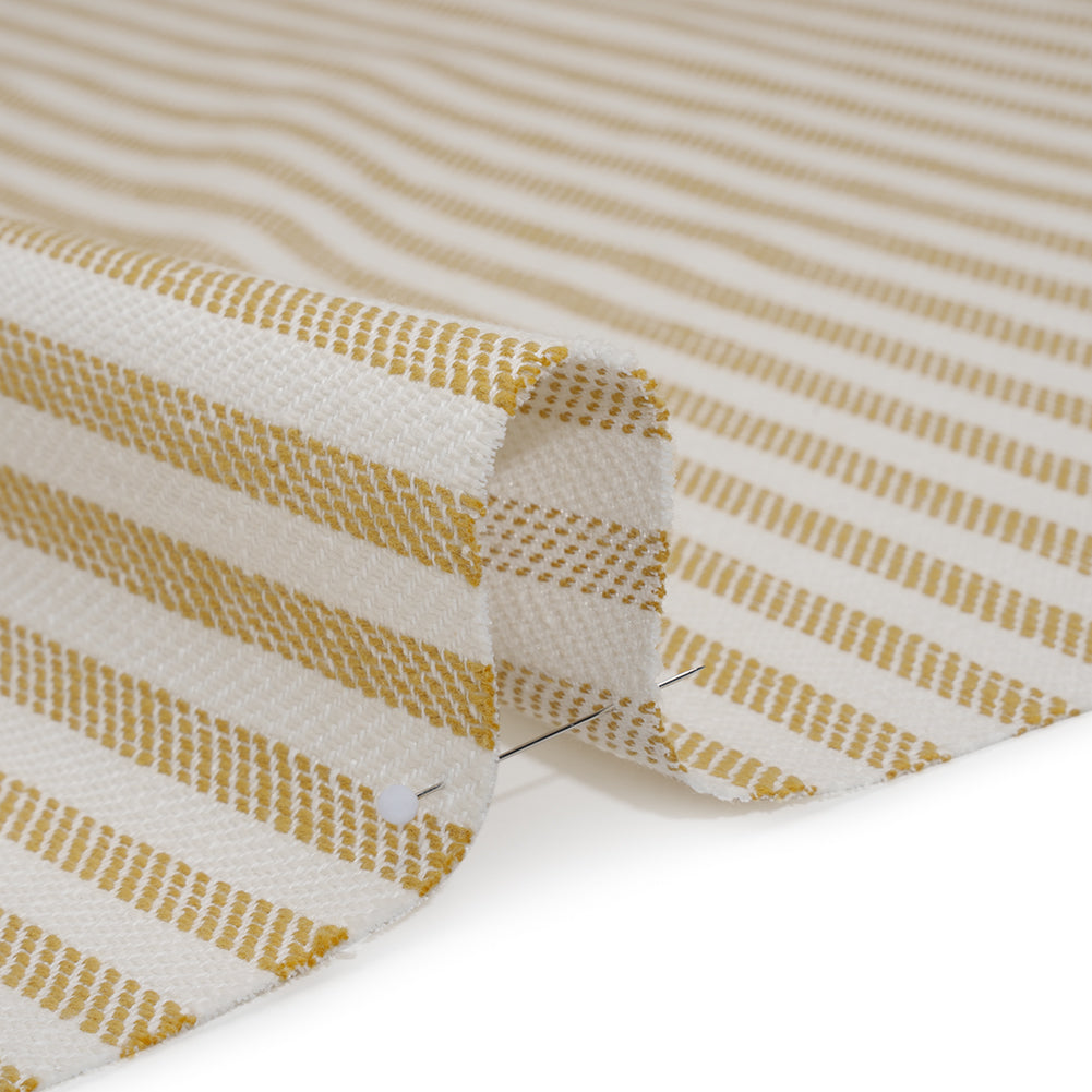 Polyester and Cotton Herringbone Twill - Sunflower Stripes - British Imported Detail
