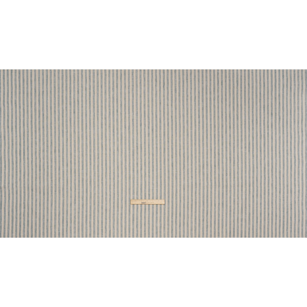 Polyester and Cotton Herringbone Twill - Teal Stripes - British Imported Full
