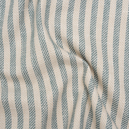 Polyester and Cotton Herringbone Twill - Teal Stripes - British Imported