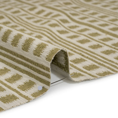 Polyester and Cotton Home Decor Jacquard - Olive Ikat Squares in Stripes - British Imported Detail