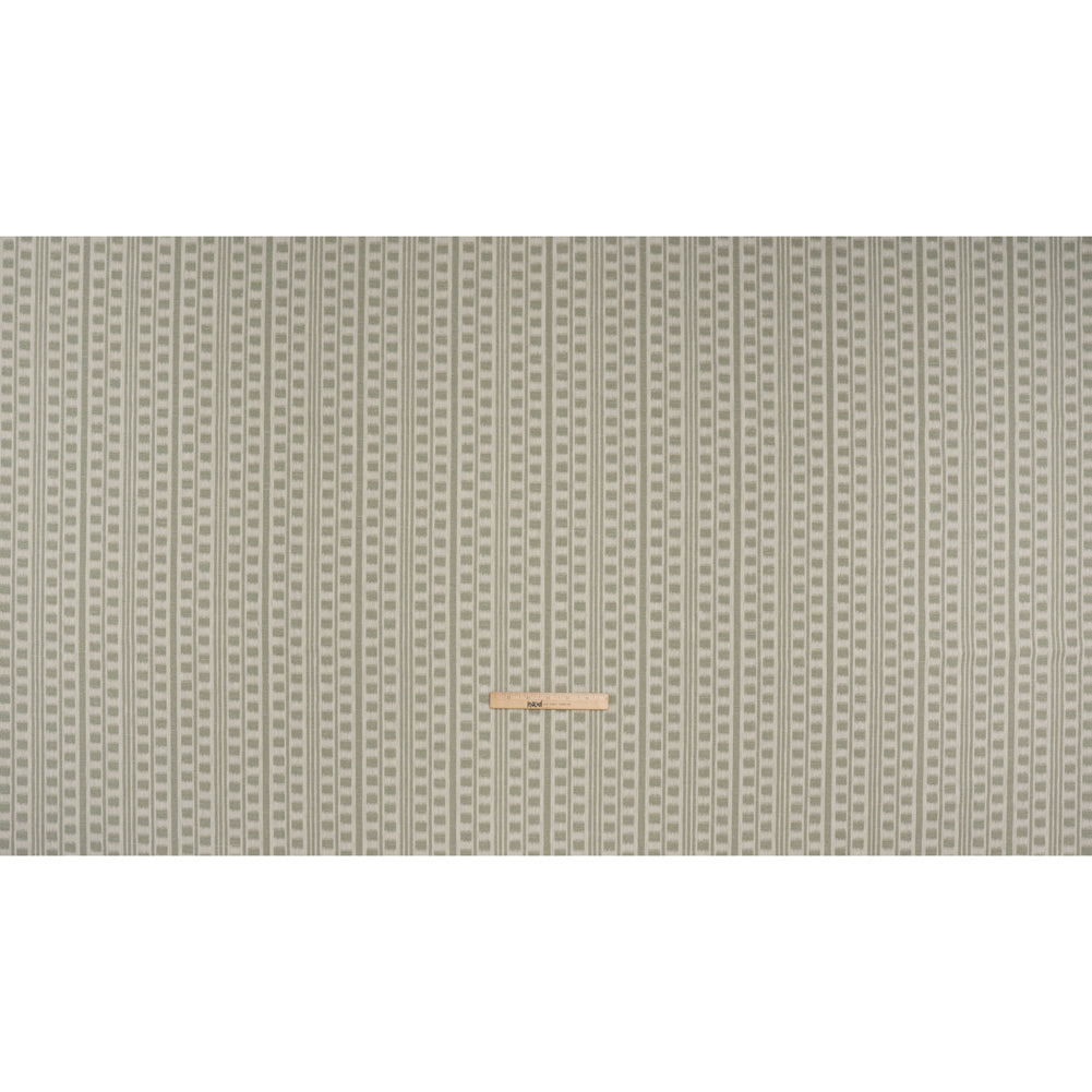 Polyester and Cotton Home Decor Jacquard - Sage Ikat Squares in Stripes - British Imported Full