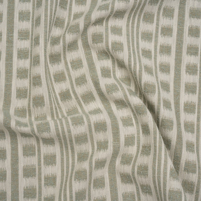 Polyester and Cotton Home Decor Jacquard - Sage Ikat Squares in Stripes - British Imported