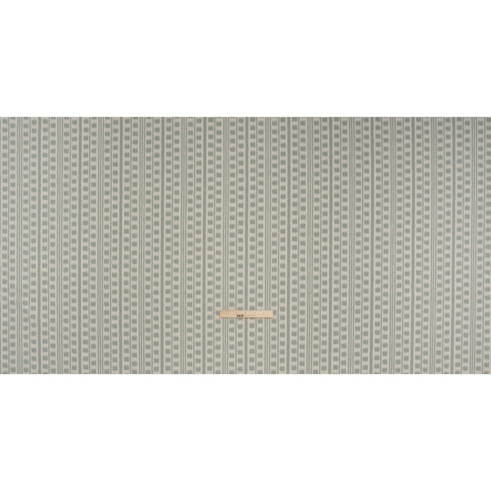 Polyester and Cotton Home Decor Jacquard - Seafoam Ikat Squares in Stripes - British Imported - Full