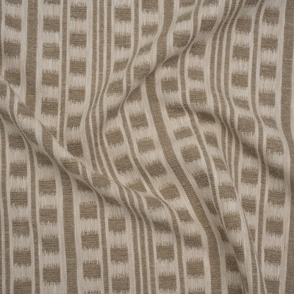 Polyester and Cotton Home Decor Jacquard - Stone Ikat Squares in Stripes - British Imported