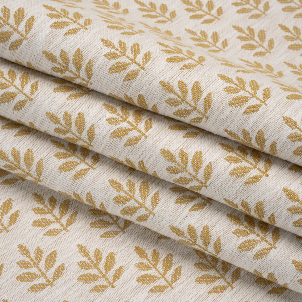 Polyester and Cotton Twill Jacquard - Sunflower Lines of Leaves - British Imported - Folded