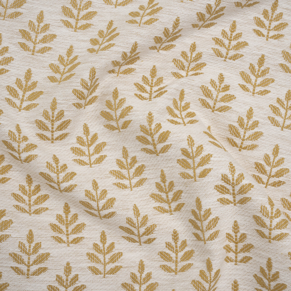 Polyester and Cotton Twill Jacquard - Sunflower Lines of Leaves - British Imported