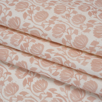 Cotton and Linen Canvas Print - Carnation Block Print Florals - British Imported