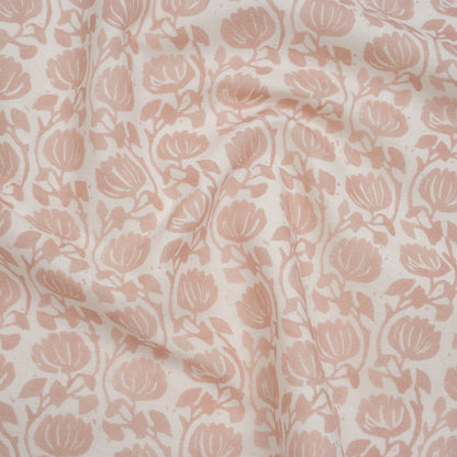 Cotton and Linen Canvas Print - Carnation Block Print Florals - British Imported