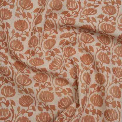 Cotton and Linen Canvas Print - Ginger Block Print Florals - British Imported