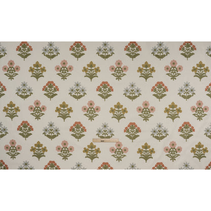 Polyester and Cotton Slubbed Drapery Woven with Viscose Embroidery - Garden Simple Flowers - British Imported