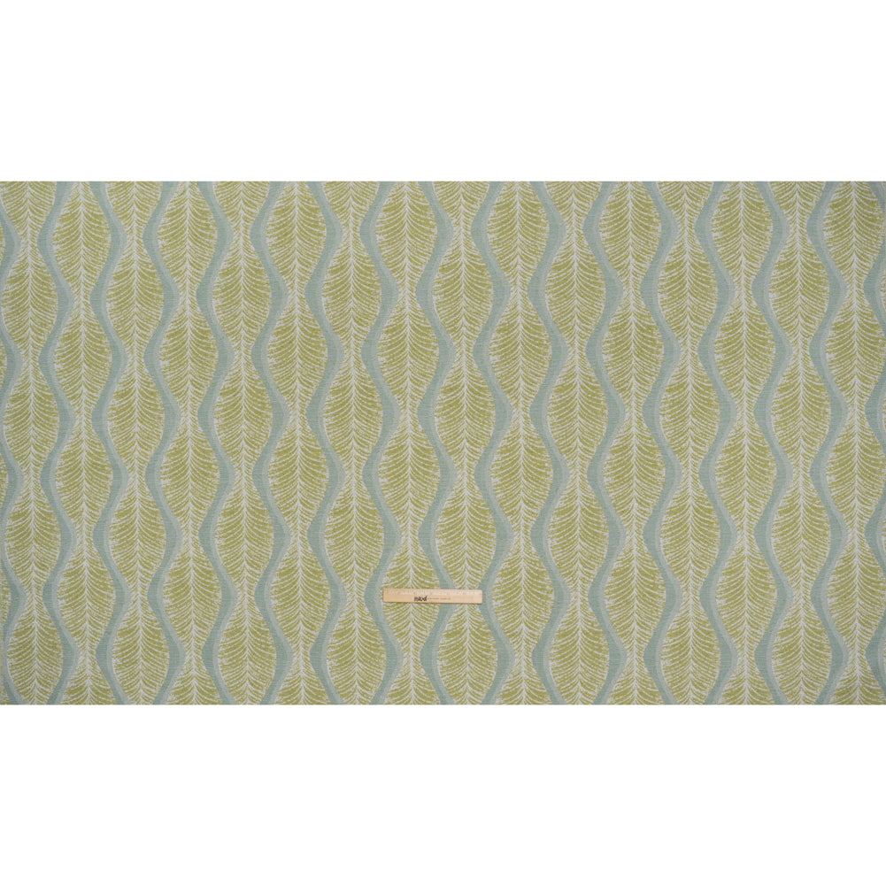 Polyester and Cotton Boucle Jacquard - Lagoon Leaf Ogee Waves - British Imported - Full