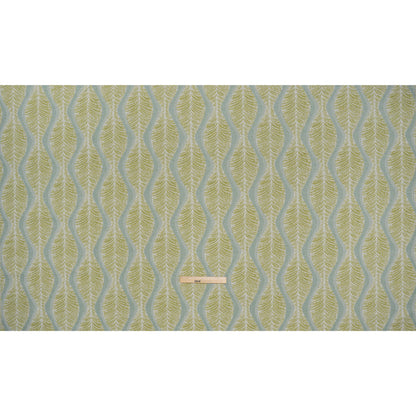 Polyester and Cotton Boucle Jacquard - Lagoon Leaf Ogee Waves - British Imported