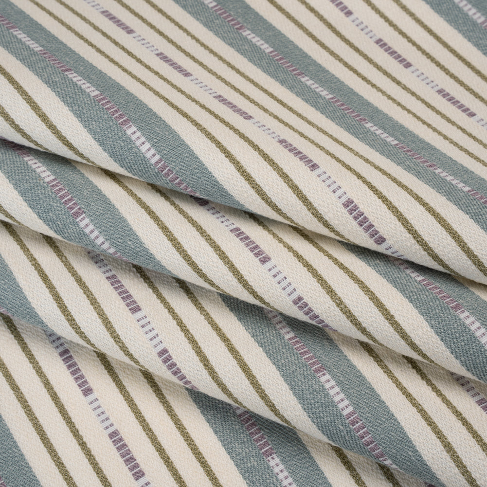 Recycled Polyester Twill Jacquard - Iris Stripes and Dashes - British Imported - Folded