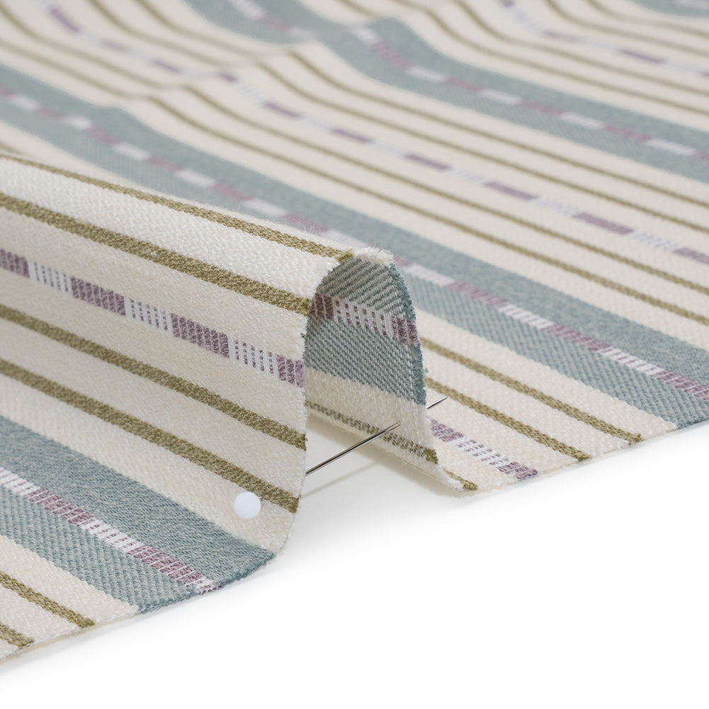 Recycled Polyester Twill Jacquard - Iris Stripes and Dashes - British Imported - Detail