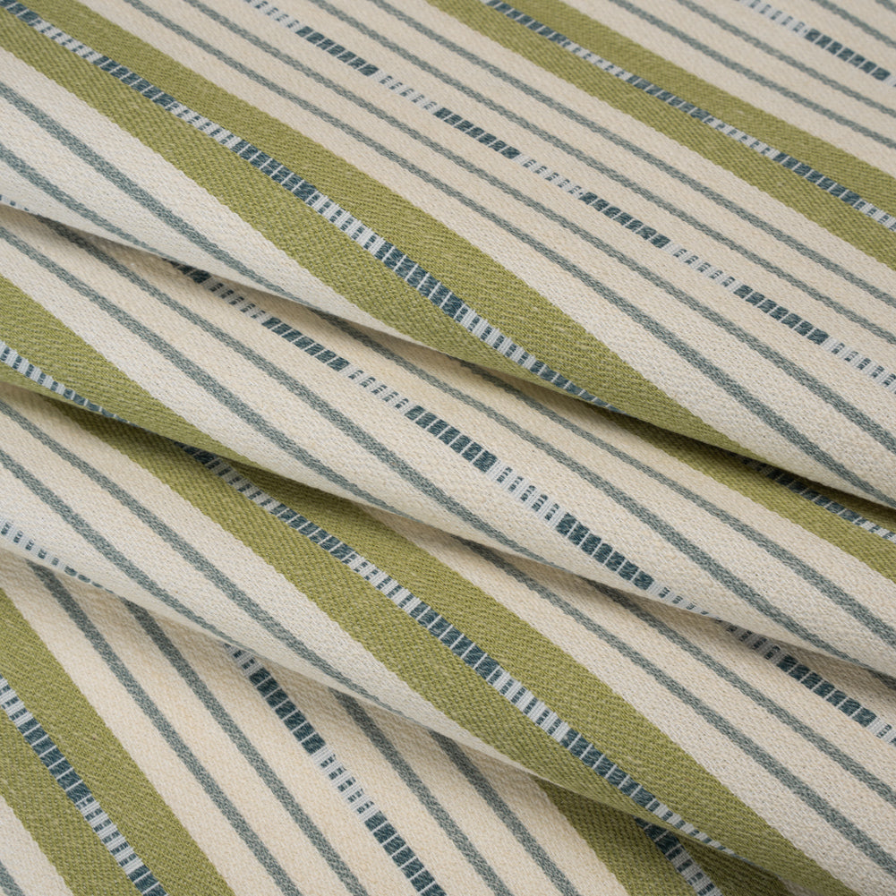 Recycled Polyester Twill Jacquard - Lagoon Stripes and Dashes - British Imported - Folded