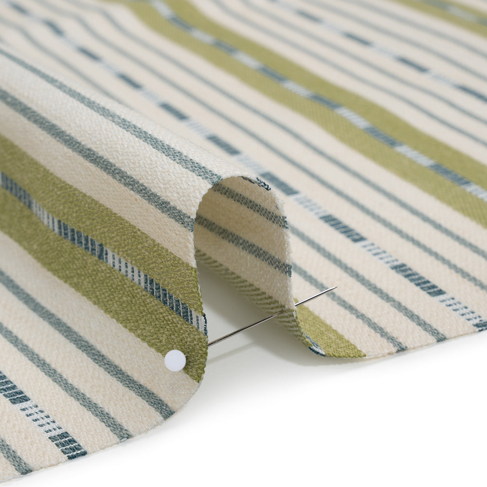 Recycled Polyester Twill Jacquard - Lagoon Stripes and Dashes - British Imported - Detail