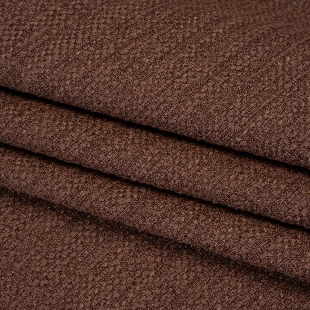 Recycled Polyester Slubbed Boucle Woven - Mulberry - British Imported - Folded