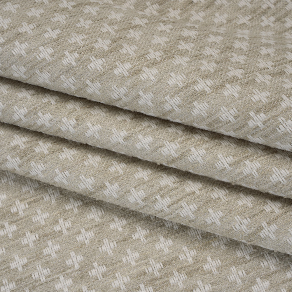 Polyester Boucle Home Decor Jacquard - Dove Plus Signs - British Imported - Folded
