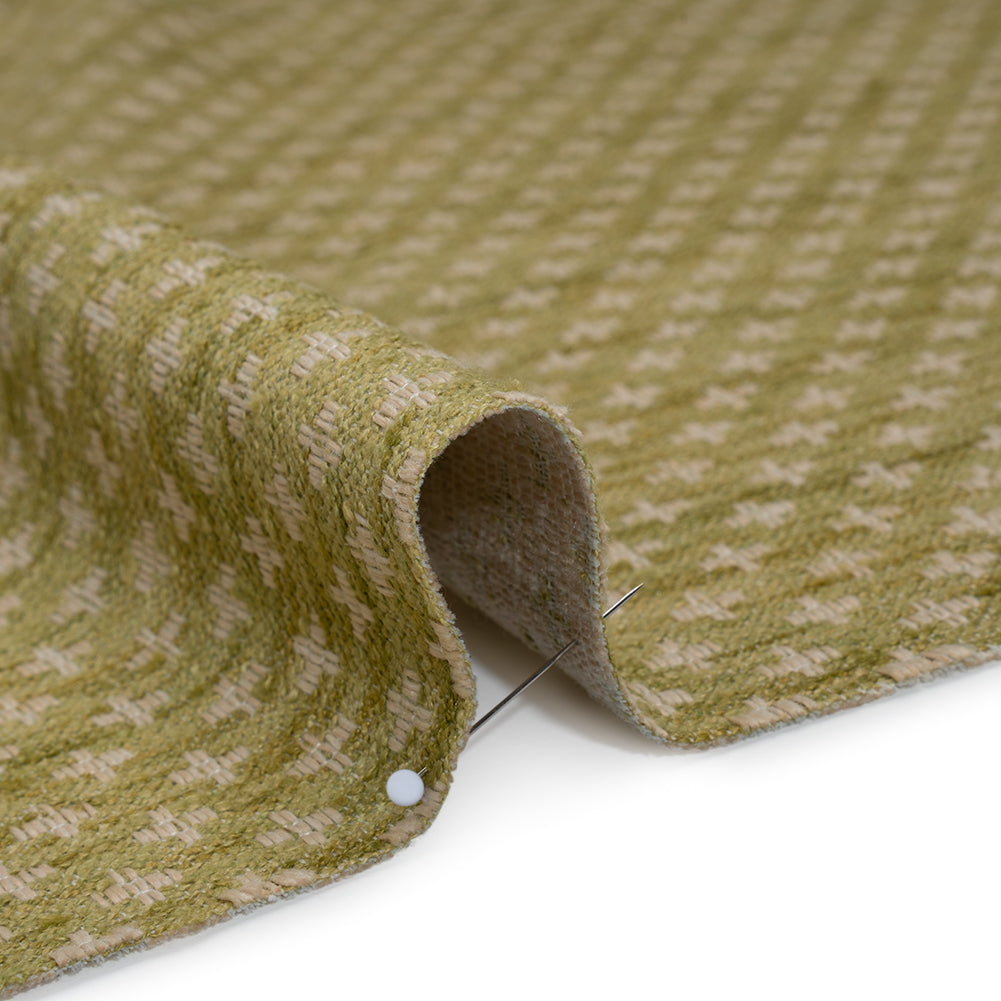 Polyester Boucle Home Decor Jacquard - Leaf Plus Signs - British Imported - Detail