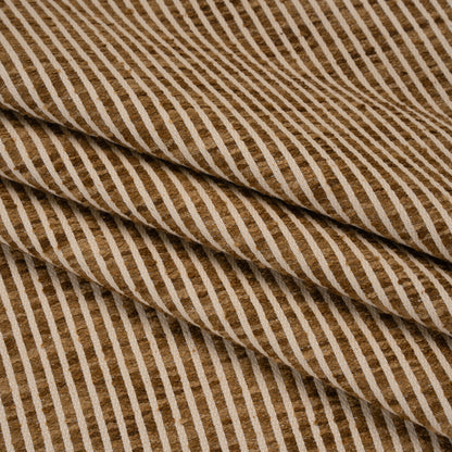 Polyester Boucle Woven - Caramel Stripes - British Imported