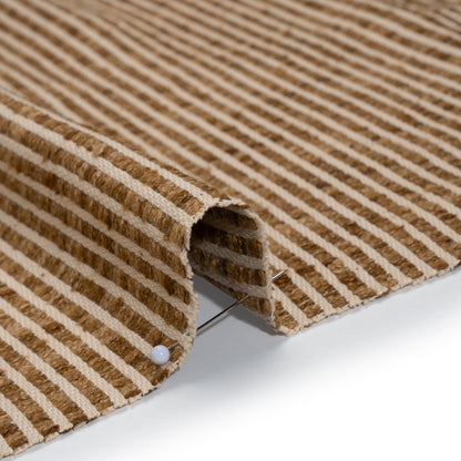 Polyester Boucle Woven - Caramel Stripes - British Imported
