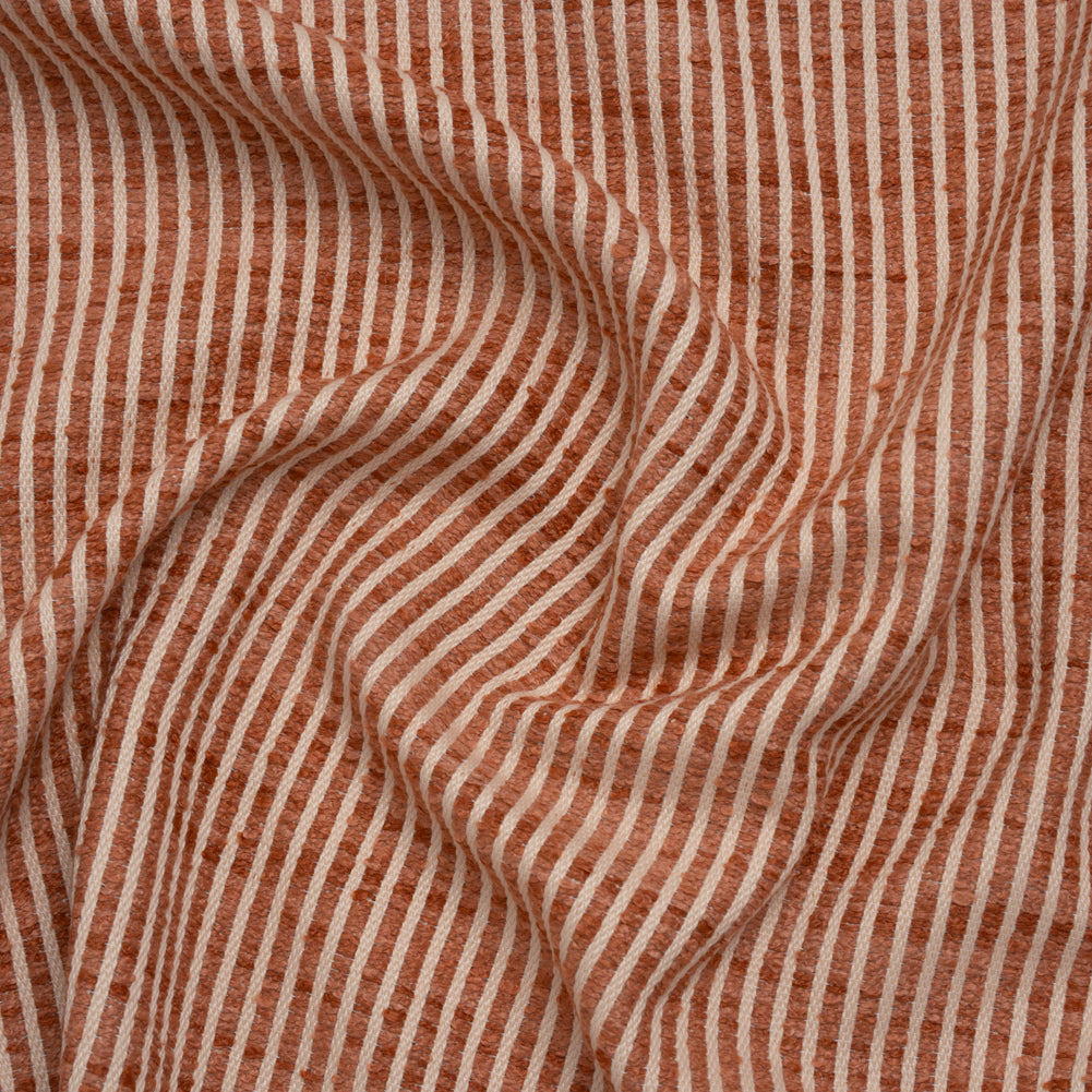 Polyester Boucle Woven - Coral Stripes - British Imported