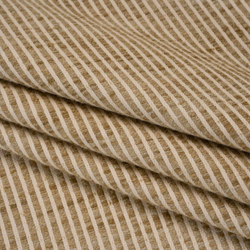 Polyester Boucle Woven - Jute Stripes - British Imported - Folded