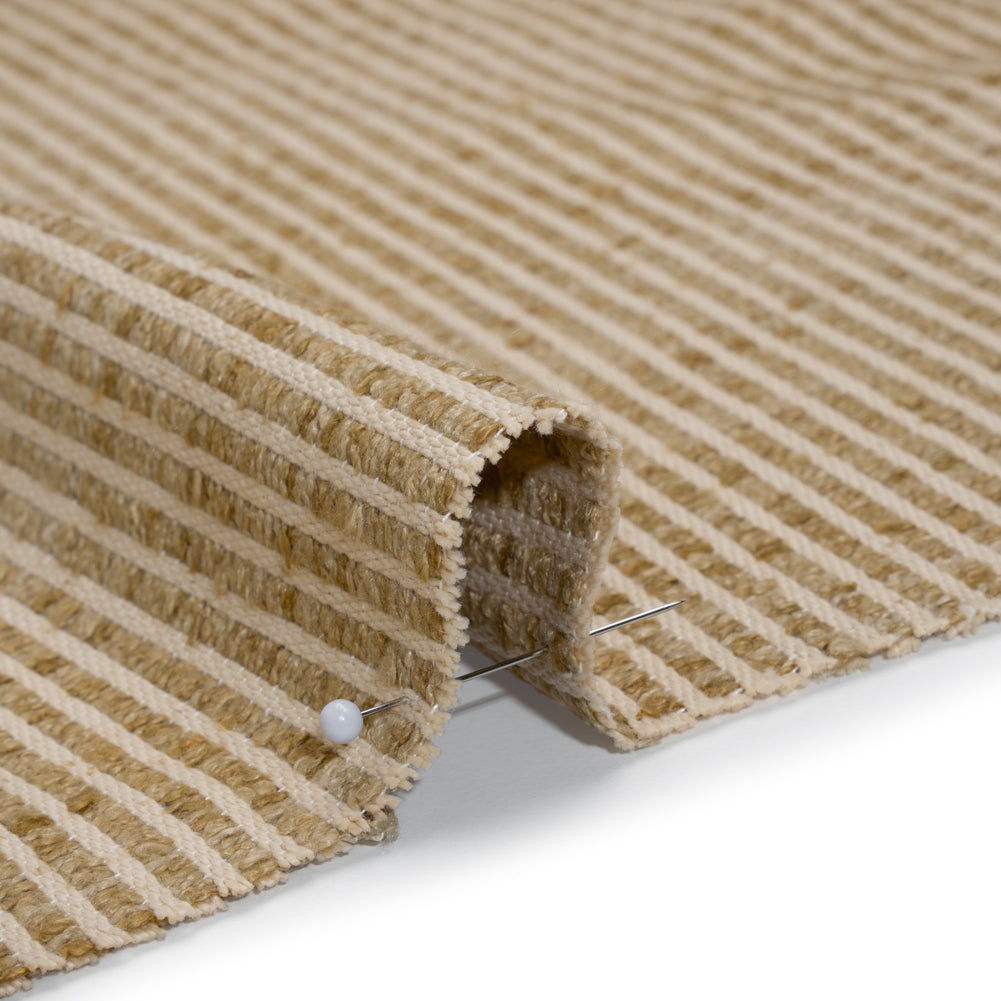 Polyester Boucle Woven - Jute Stripes - British Imported - Detail